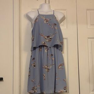 Lush Light Blue Dress with Floral Design